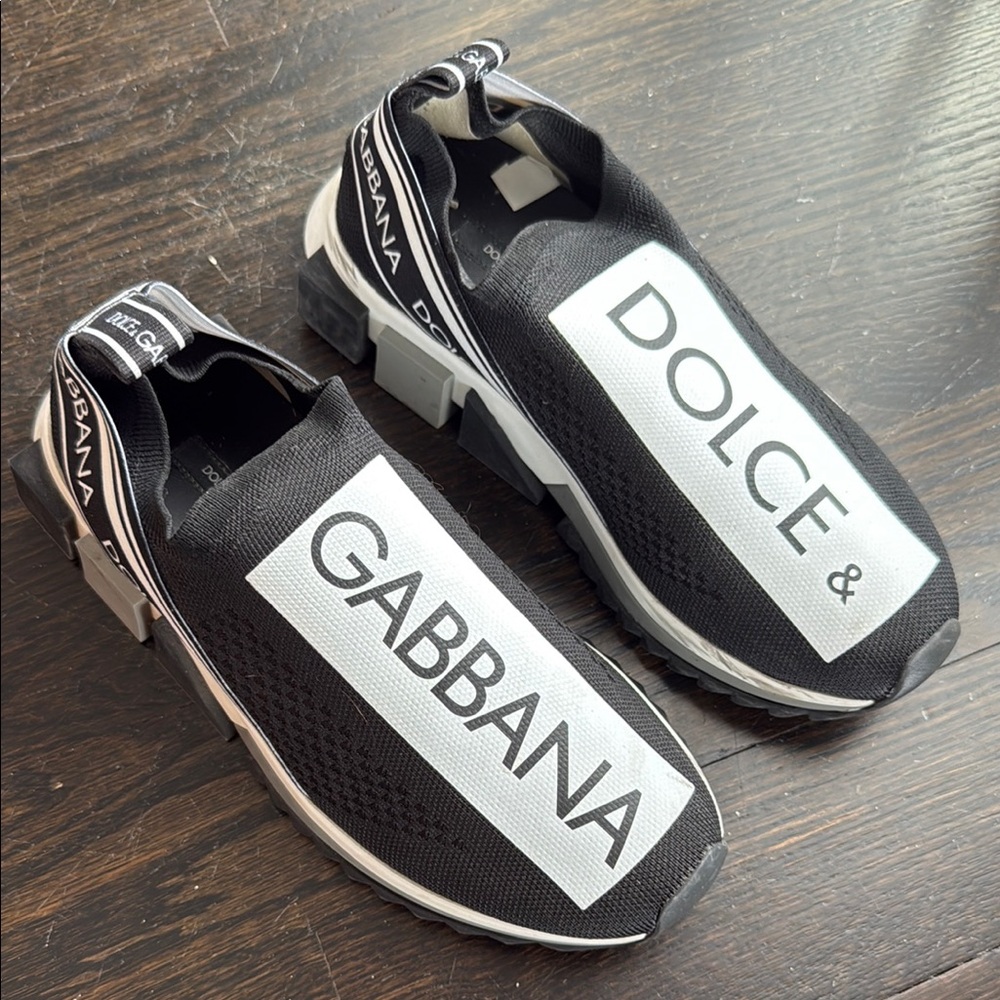 Dolce & Gabbana Black and White Knit Sneakers